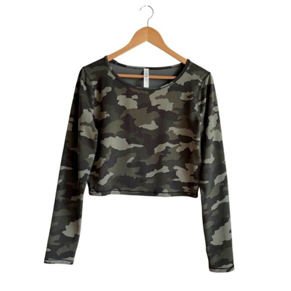 Lululemon Wunder Train Cropped Long Sleeve Size 10 Heritage 365 Camo Olive Multi - Picture 2 of 11